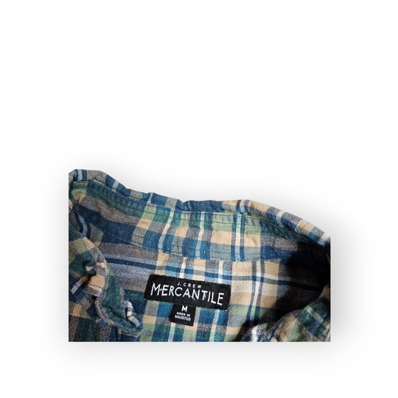 J. Crew Mercantile Slim Fit Plaid Button Down Shirt Blue Green Medium - Picture 4 of 5